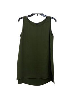 Lafayette 148 New York Women Green Sleeveless Tunic Silk Blouse SZ Small